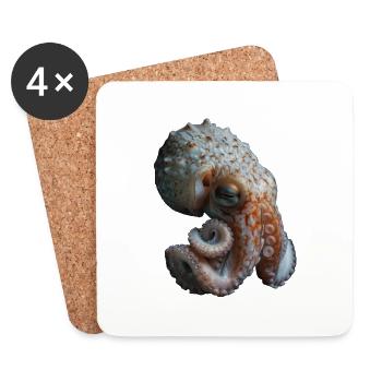Tintenfisch - Untersetzer (4er-Set) - Weiß - Vorne
