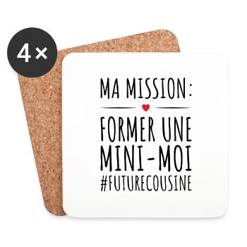 cadeau annonce grossesse future grande cousine - Dessous de verre (lot de 4) - blanc - Devant