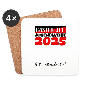 Consécration des jeunes 2025 Livre d'or Cadeau Filles Garçons - Dessous de verre (lot de 4) - blanc - Devant