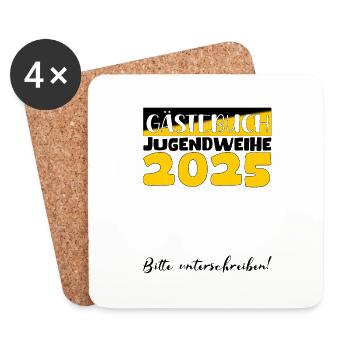 Consécration des jeunes 2025 Livre d'or Cadeau Filles Garçons - Dessous de verre (lot de 4) - blanc - Devant