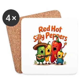 Red Hot Silly Peppers - Coasters (set of 4) - white - Front