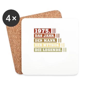 Vintage Born 1975 Man Myth Legend - Coasters (set of 4) - white - Front