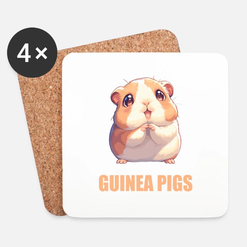 Meerschweinchen - Untersetzer (4er-Set) - Weiß
