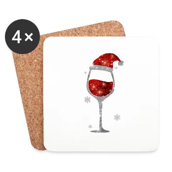 Christmas Santa Wine Glass Red Wine Lover - Coasters (set of 4) - white - Front