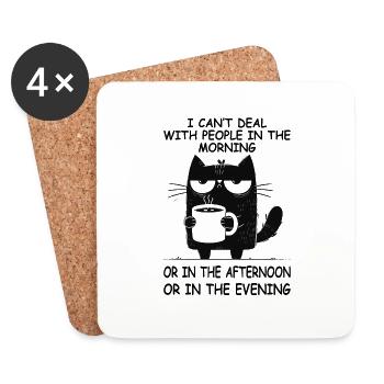 I Can Not Deal With People Lustige Katze Kaffee - Untersetzer (4er-Set) - Weiß - Vorne