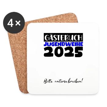 Jugendweihe 2025 Livre d’or Cadeau Filles Garçons - Dessous de verre (lot de 4) - blanc - Devant