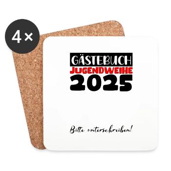 Jugendweihe 2025 Livre d’or Cadeau Filles Garçons - Dessous de verre (lot de 4) - blanc - Devant