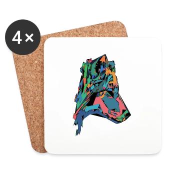 Buntes Hunde Gesicht - Untersetzer (4er-Set) - Weiß - Vorne