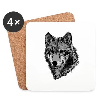 Abstraktes Hunde Gesicht - Untersetzer (4er-Set) - Weiß - Vorne