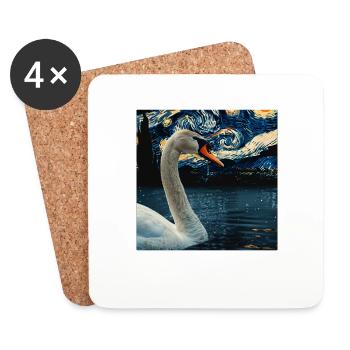 Schwan - Untersetzer (4er-Set) - Weiß - Vorne