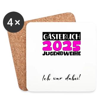 Jugendweihe 2025 Gästebuch Geschenk Mädchen Jungen - Untersetzer (4er-Set) - Weiß - Vorne