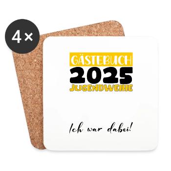 Jugendweihe 2025 Gästebuch Geschenk Mädchen Jungen - Untersetzer (4er-Set) - Weiß - Vorne