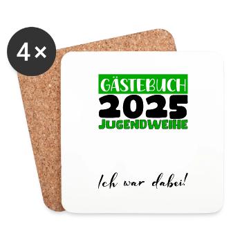 Jugendweihe 2025 Gästebuch Geschenk Mädchen Jungen - Untersetzer (4er-Set) - Weiß - Vorne
