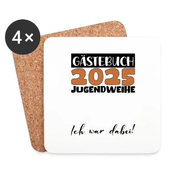 Jugendweihe 2025 Gästebuch Geschenk Mädchen Jungen - Untersetzer (4er-Set) - Weiß - Vorne