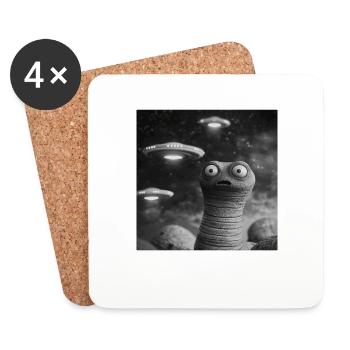 Wurm - Untersetzer (4er-Set) - Weiß - Vorne
