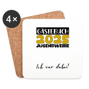 Jugendweihe 2025 Gästebuch Geschenk Mädchen Jungen - Untersetzer (4er-Set) - Weiß - Vorne