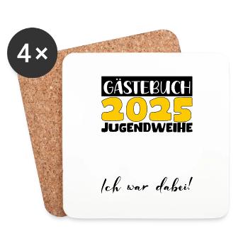 Jugendweihe 2025 Livre d’or Cadeau Filles Garçons - Dessous de verre (lot de 4) - blanc - Devant
