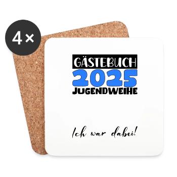 Jugendweihe 2025 Gästebuch Geschenk Mädchen Jungen - Untersetzer (4er-Set) - Weiß - Vorne