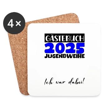 Jugendweihe 2025 Gästebuch Geschenk Mädchen Jungen - Untersetzer (4er-Set) - Weiß - Vorne
