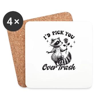 Valentinstag Geschenk Opossum Lustig Ironisch - Untersetzer (4er-Set) - Weiß - Vorne