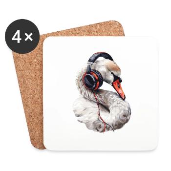 Schwan - Untersetzer (4er-Set) - Weiß - Vorne