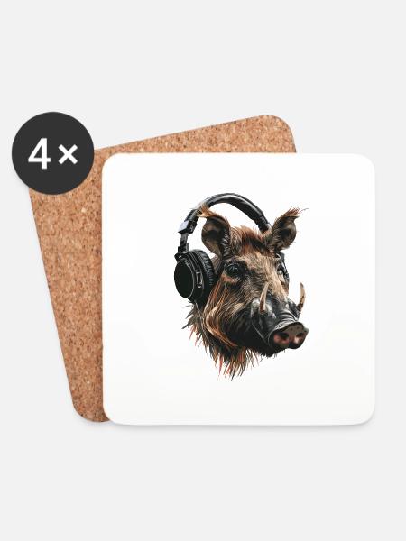 Warzenschwein - Untersetzer (4er-Set) - Weiß