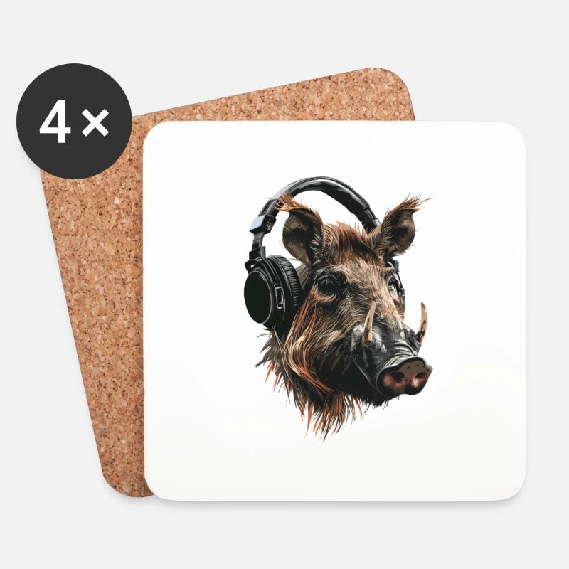 Warzenschwein - Untersetzer (4er-Set) - Weiß