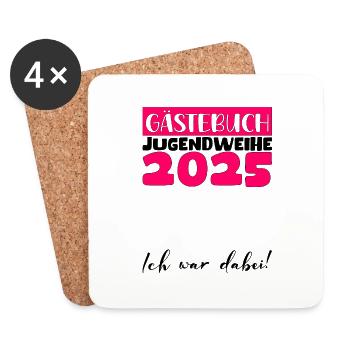 Jugendweihe 2025 Gästebuch Geschenk Mädchen Jungen - Untersetzer (4er-Set) - Weiß - Vorne