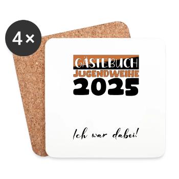 Jugendweihe 2025 Livre d’or Cadeau Filles Garçons - Dessous de verre (lot de 4) - blanc - Devant