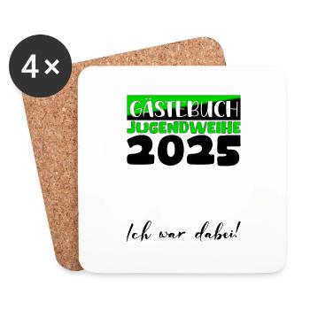 Jugendweihe 2025 Gästebuch Geschenk Mädchen Jungen - Untersetzer (4er-Set) - Weiß - Vorne