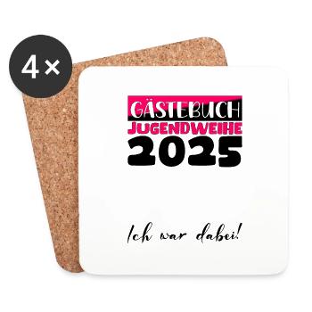 Jugendweihe 2025 Gästebuch Geschenk Mädchen Jungen - Untersetzer (4er-Set) - Weiß - Vorne