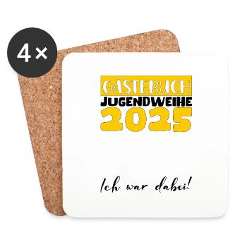 Jugendweihe 2025 Gästebuch Geschenk Mädchen Jungen - Untersetzer (4er-Set) - Weiß - Vorne