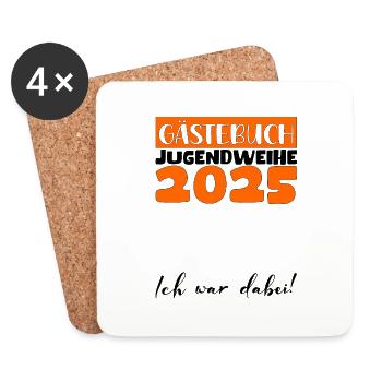 Jugendweihe 2025 Gästebuch Geschenk Mädchen Jungen - Untersetzer (4er-Set) - Weiß - Vorne
