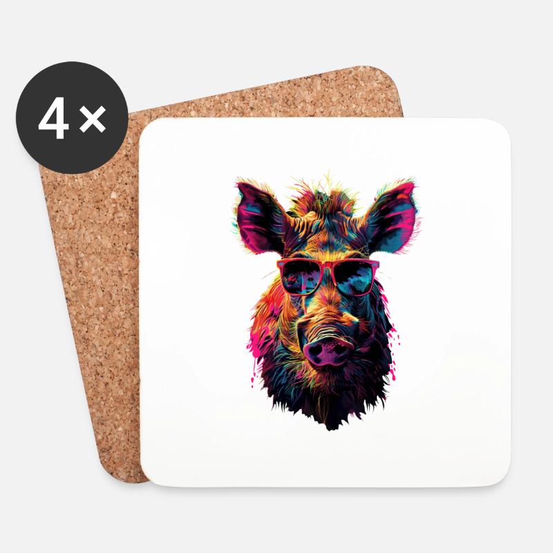Warzenschwein - Untersetzer (4er-Set) - Weiß
