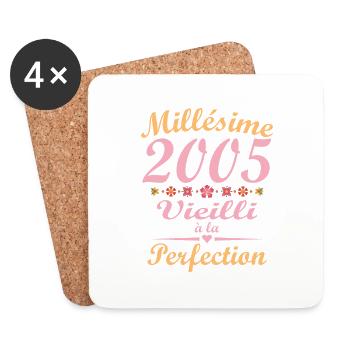 Millésime 2005 Vintage Femme Cadeau D’anniversaire - Dessous de verre (lot de 4) - blanc - Devant