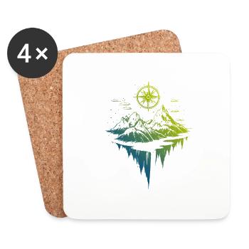 Berge Symbol Kompass - Untersetzer (4er-Set) - Weiß - Vorne