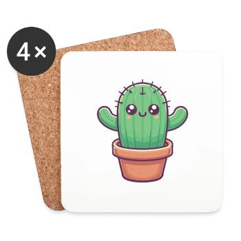 Kaktus dornig Wüste Cactus Stachelig Kakteen - Untersetzer (4er-Set) - Weiß - Vorne
