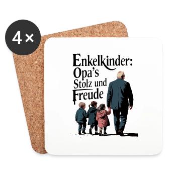 Enkelkinder - Opas Stolz und Freude - Untersetzer (4er-Set) - Weiß - Vorne