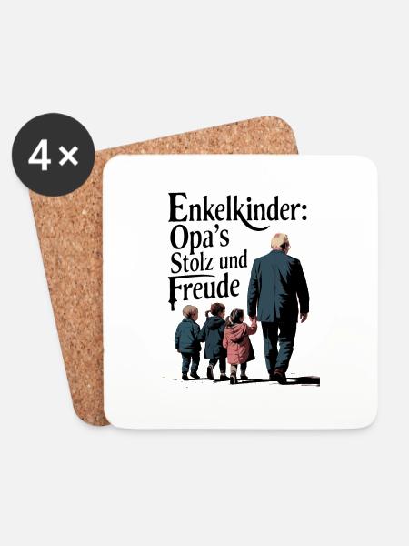 Enkelkinder - Opas Stolz und Freude - Untersetzer (4er-Set) - Weiß