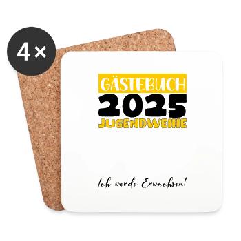 Jugendweihe 2025 Gästebuch Geschenk Mädchen Jungen - Untersetzer (4er-Set) - Weiß - Vorne