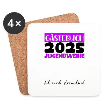 Jugendweihe 2025 Gästebuch Geschenk Mädchen Jungen - Untersetzer (4er-Set) - Weiß - Vorne