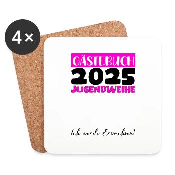 Jugendweihe 2025 Gästebuch Geschenk Mädchen Jungen - Untersetzer (4er-Set) - Weiß - Vorne