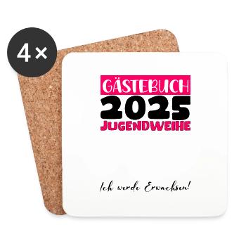 Jugendweihe 2025 Gästebuch Geschenk Mädchen Jungen - Untersetzer (4er-Set) - Weiß - Vorne