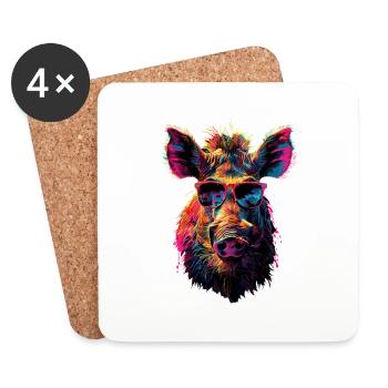 Warzenschwein - Untersetzer (4er-Set) - Weiß - Vorne