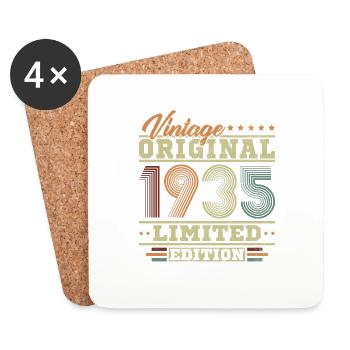 Original 1935 Vintage Rétro Cadeau Anniversaire - Dessous de verre (lot de 4) - blanc - Devant