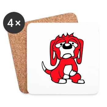 Le chien a l’air malheureux, triste, timide, peur - Dessous de verre (lot de 4) - blanc - Devant