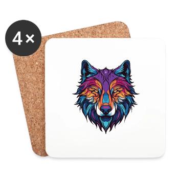 Wolf Portrait - Untersetzer (4er-Set) - Weiß - Vorne