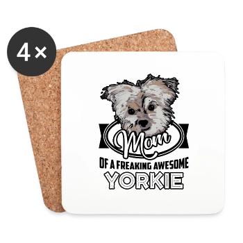 Mom Of A Freaking Awesome Yorkie - Coasters (set of 4) - white - Front