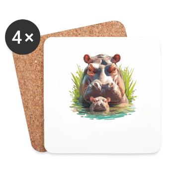 Hippopotame Hippopotame - Dessous de verre (lot de 4) - blanc - Devant