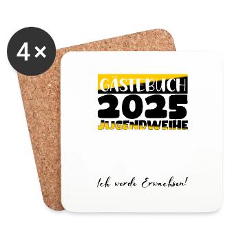 Jugendweihe 2025 Gästebuch Geschenk Mädchen Jungen - Untersetzer (4er-Set) - Weiß - Vorne